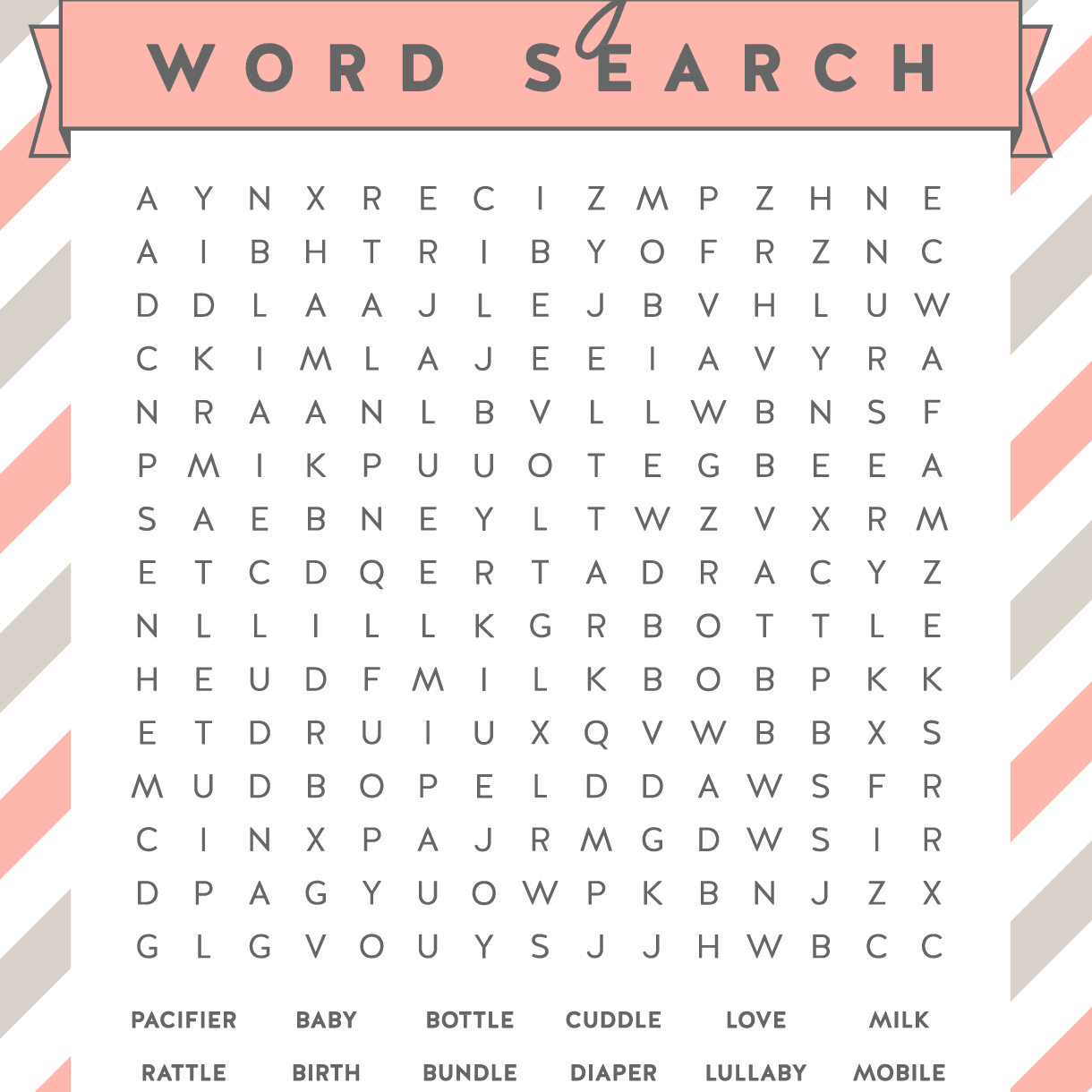 Free Baby Shower Word Search Puzzles - Free Printable Baby Shower Word Search
