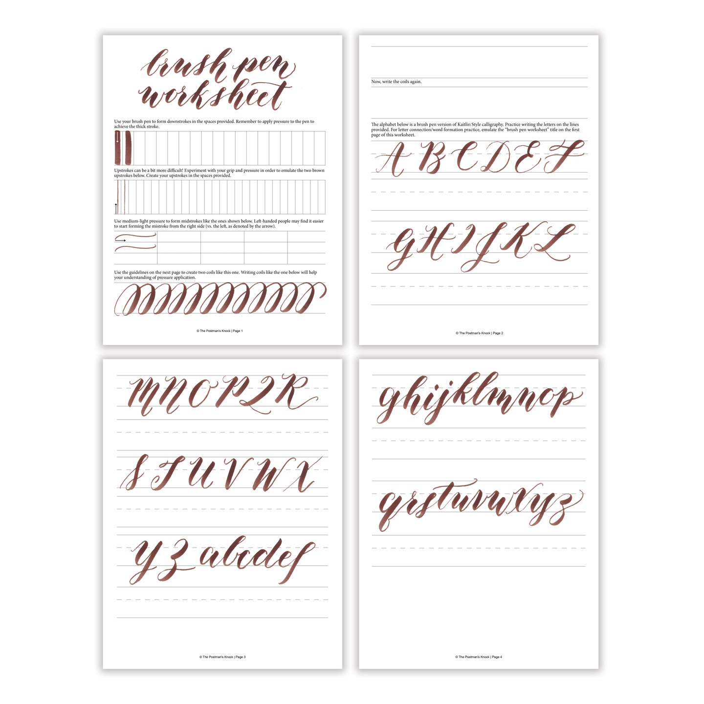 Free Basic Brush Pen Calligraphy Worksheet – The Postman&amp;#039;s Knock - Free Printable Calligraphy Worksheets