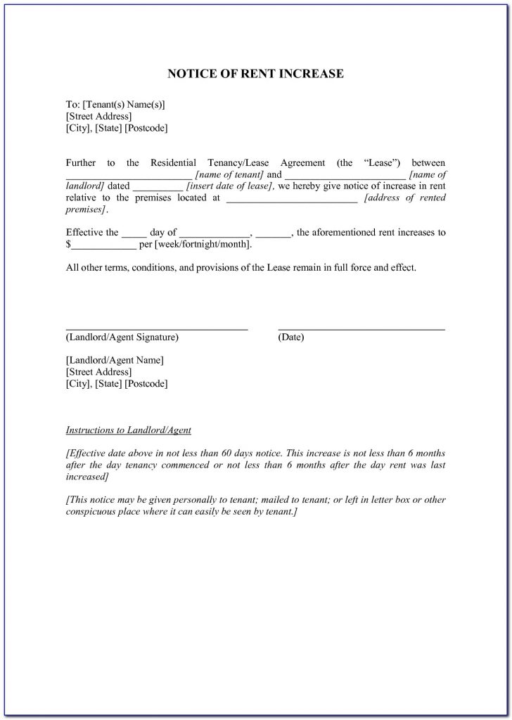 Free Printable Rent Increase Letter