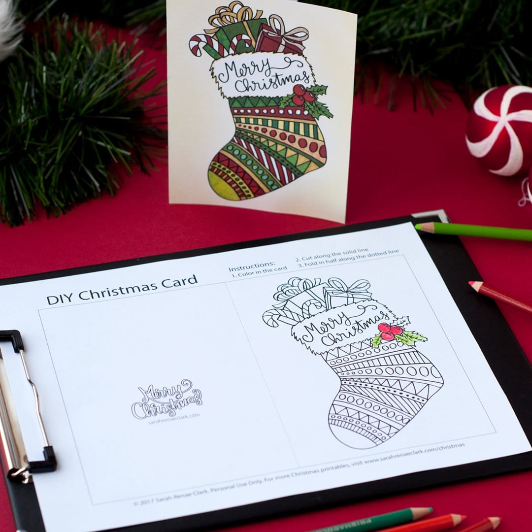Free Christmas Coloring Card - Sarah Renae Clark - Coloring Book - Create Your Own Free Printable Christmas Cards