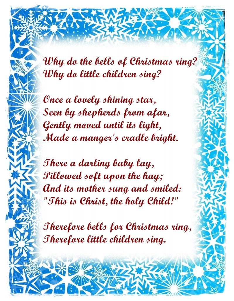 Free Christmas Poems For Children To Recite For Teachers | Christmas - Free Printable Christian Christmas Poems