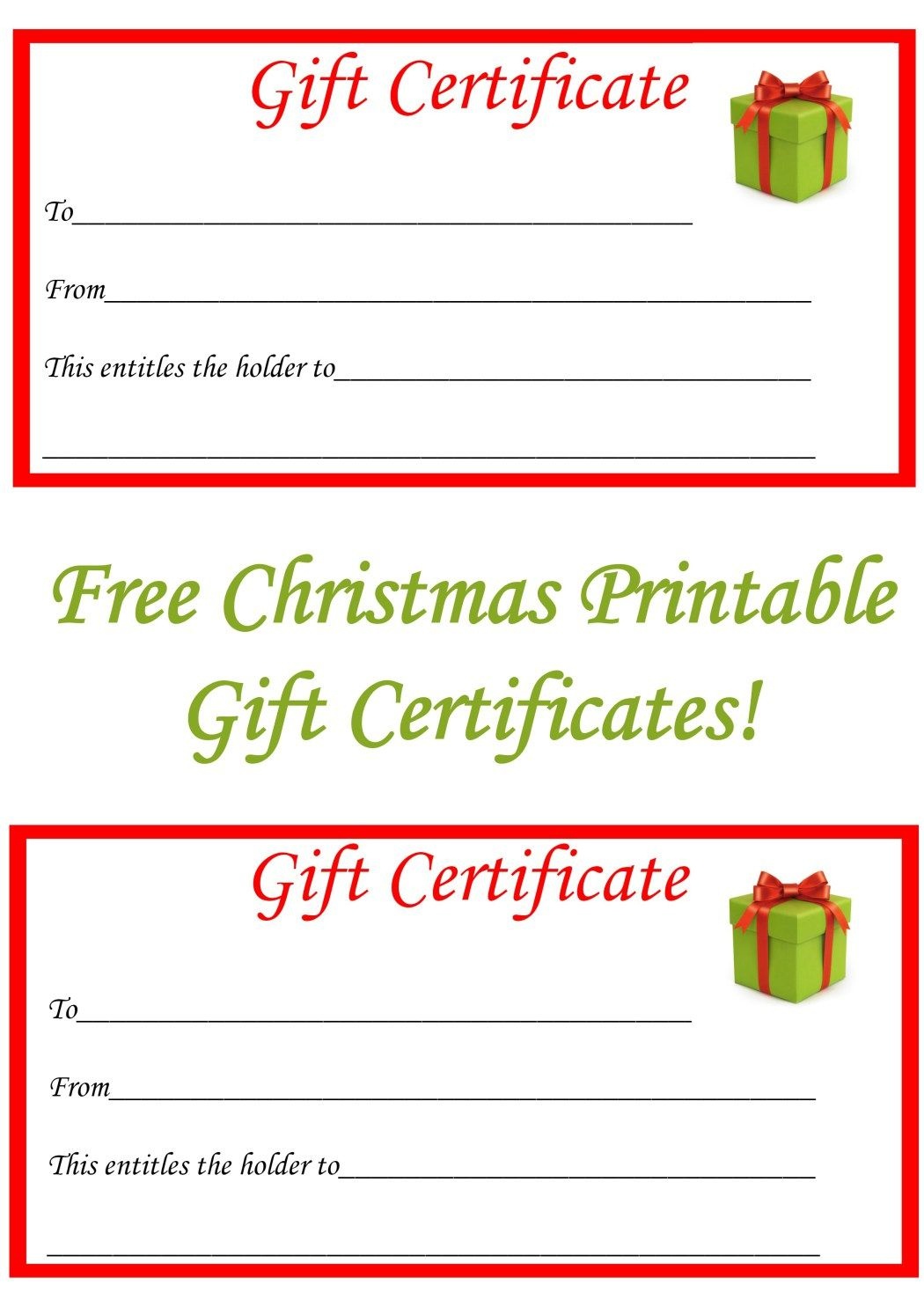 Free Christmas Printable Gift Certificates | Gift Ideas | Christmas - Free Printable Christmas Gift Voucher Templates