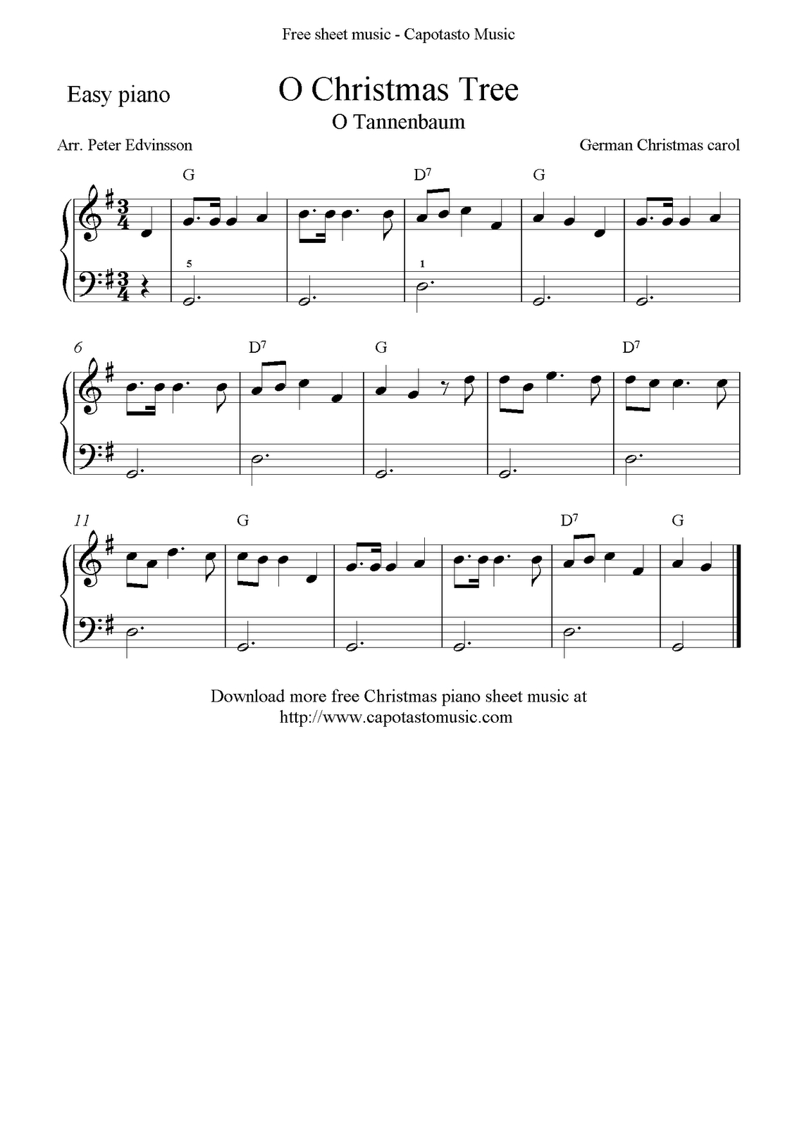Free Christmas Sheet Music For Easy Piano Solo, O Christmas Tree - Free Christmas Piano Sheet Music For Beginners Printable