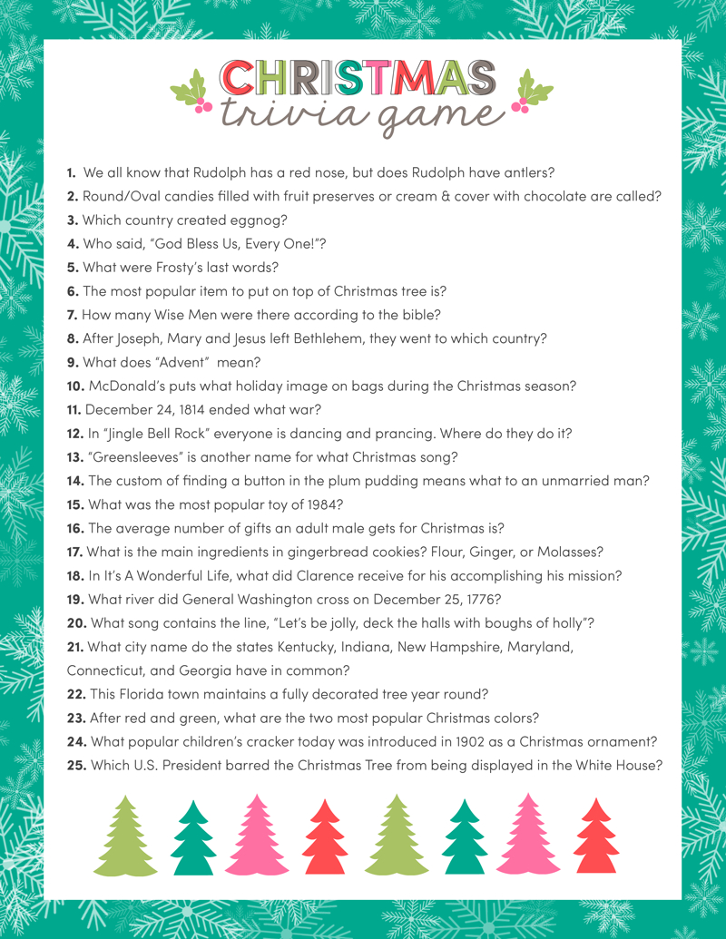 Free Christmas Trivia Game | Lil&amp;#039; Luna - Free Printable Christmas Riddle Games