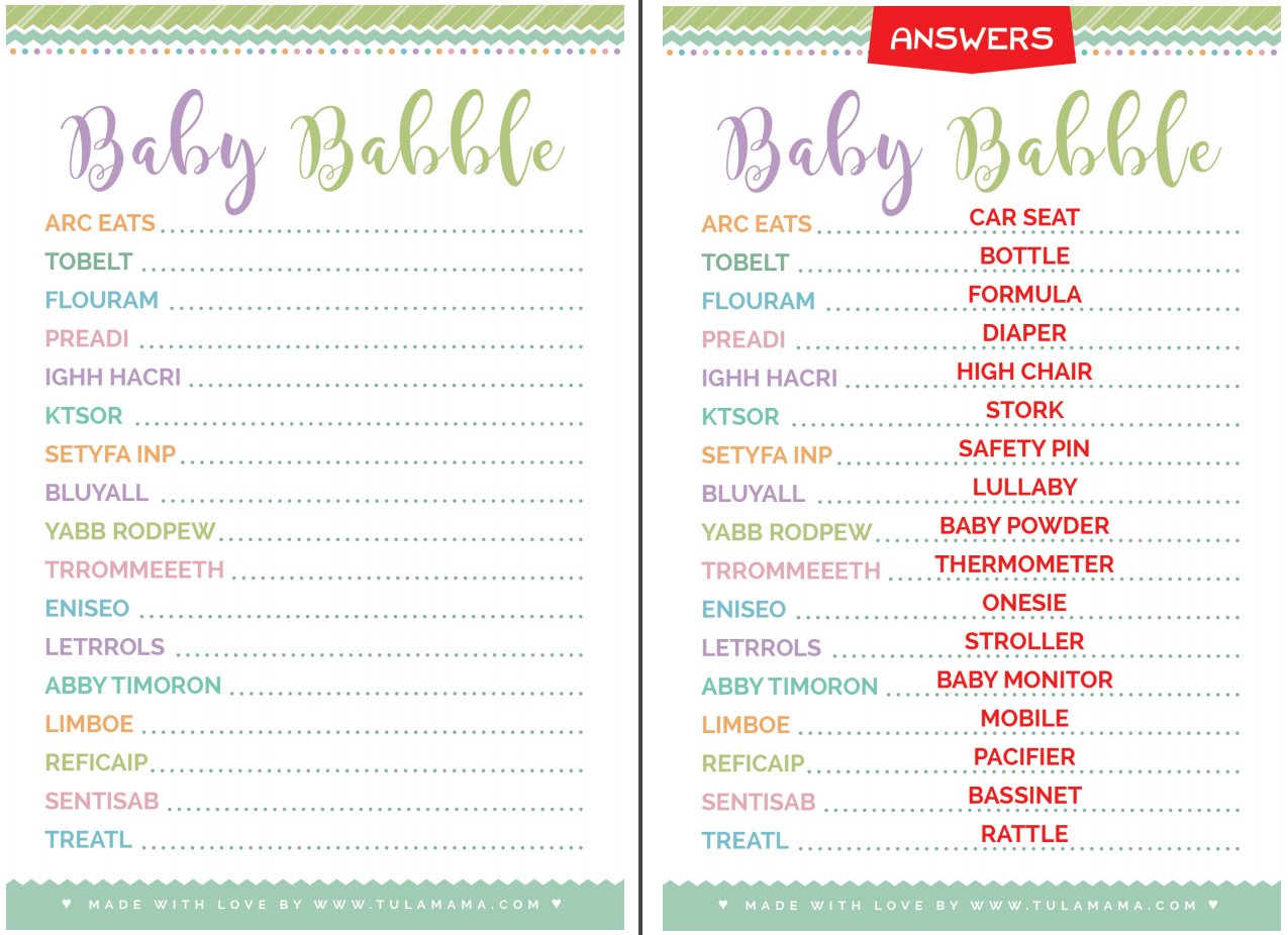 Free &amp;amp; Cute Baby Shower Word Scramble - Tulamama - Free Printable Baby Shower Word Scramble