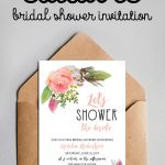 Free Editable Bridal Shower Invitation Watercolor Flowers Pdf   Free Printable Beach Theme Bridal Shower Invitations