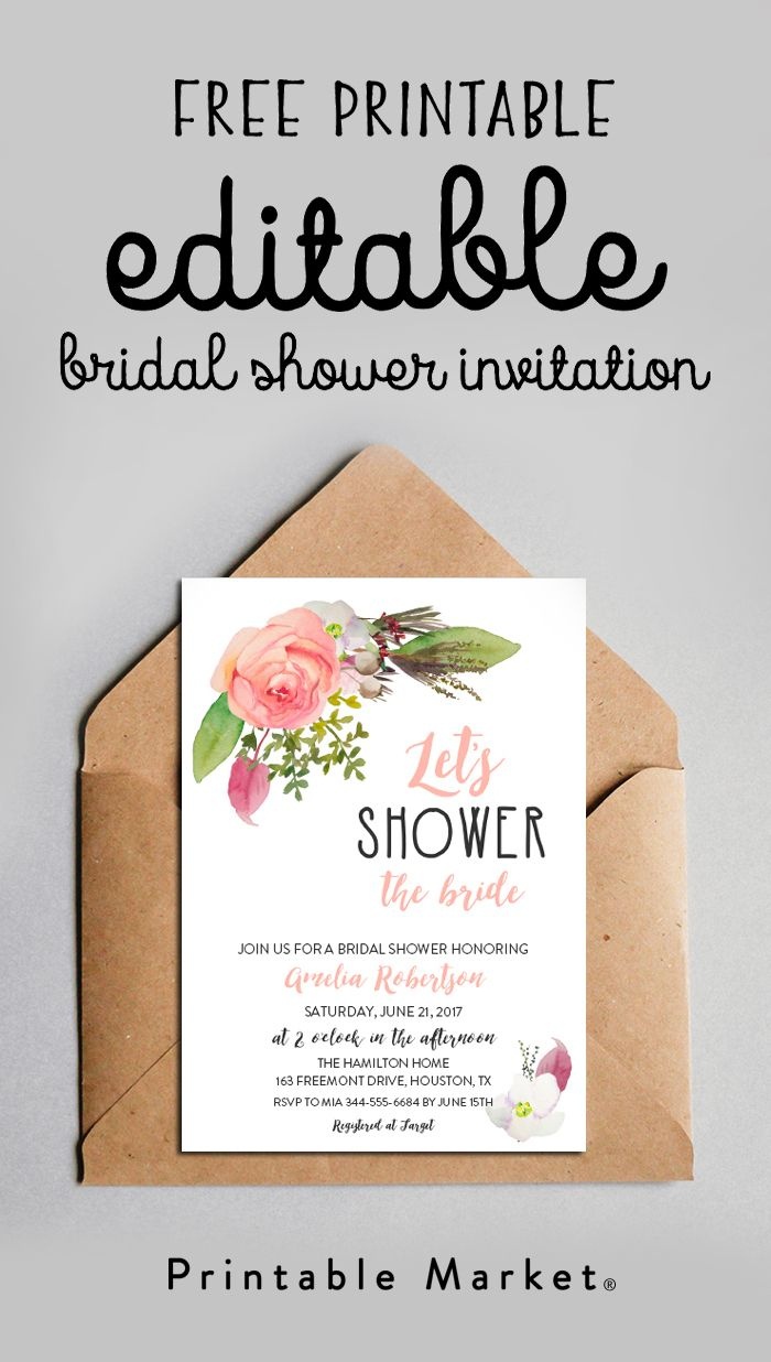 Free Editable Bridal Shower Invitation Watercolor Flowers Pdf - Free Printable Bridal Shower Cards
