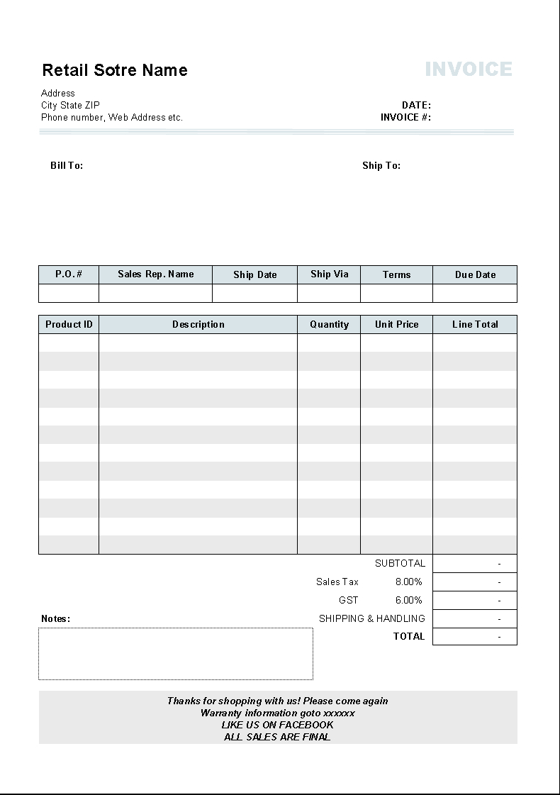 Free Editable Printable Invoices Blank Bill Of Sale Word Template - Free Bill Invoice Template Printable