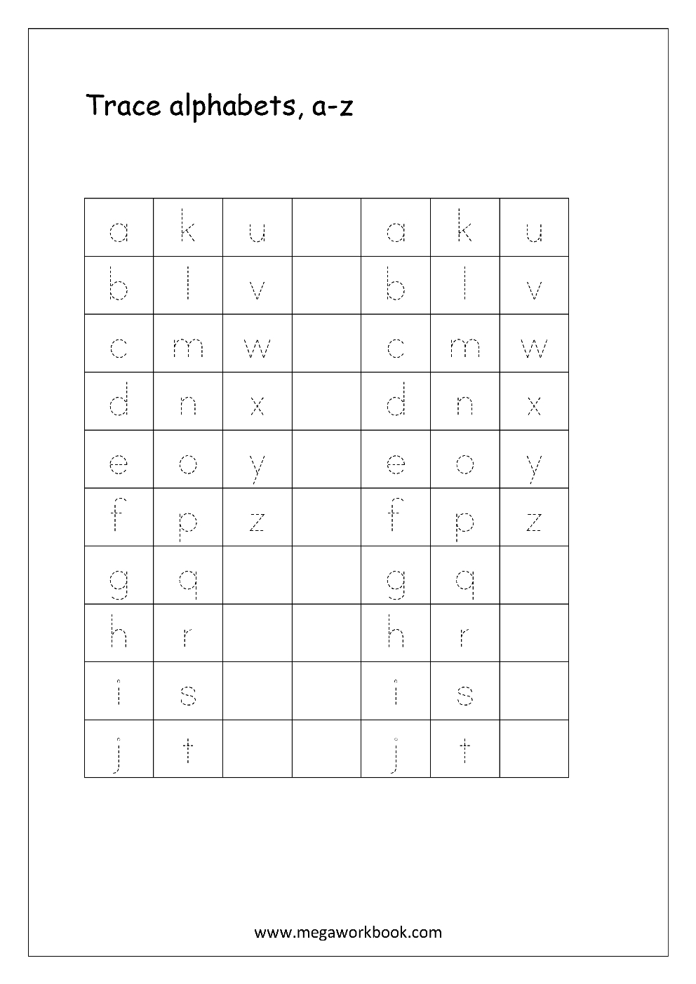 Free English Worksheets - Alphabet Tracing (Small Letters) - Letter - Free Printable Letters Az
