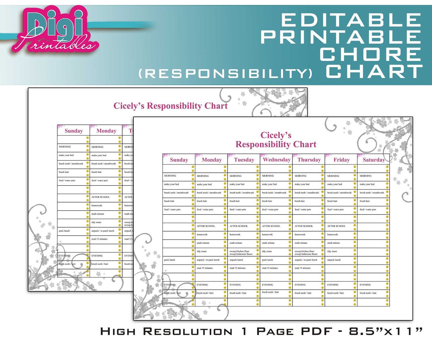 Free Family Chore Charts Printable | Editable / Printable Chore - Free Editable Printable Chore Charts