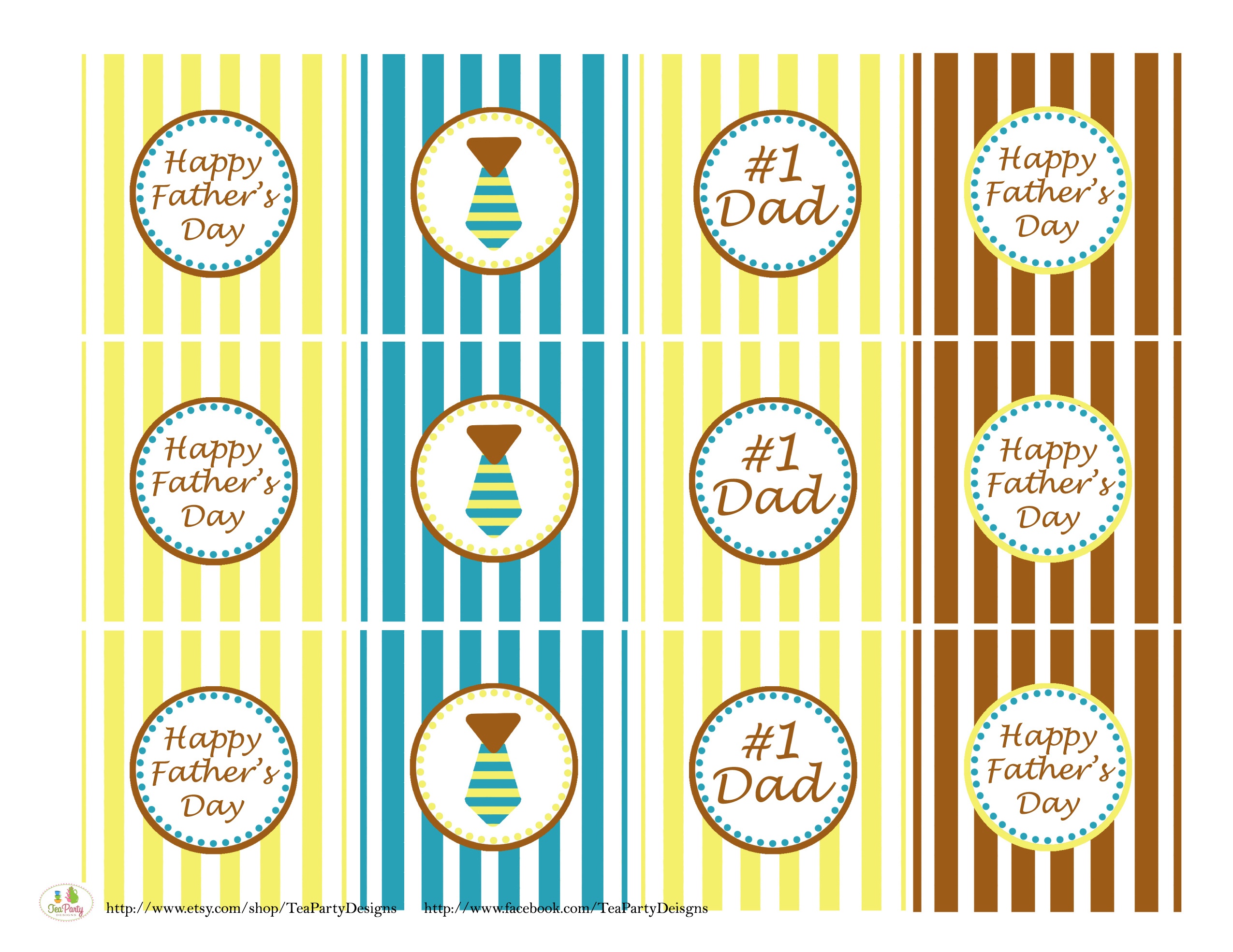 Free Father&amp;#039;s Day Printables From Tea Party Designs | Catch My Party - Free Printable Party Circles