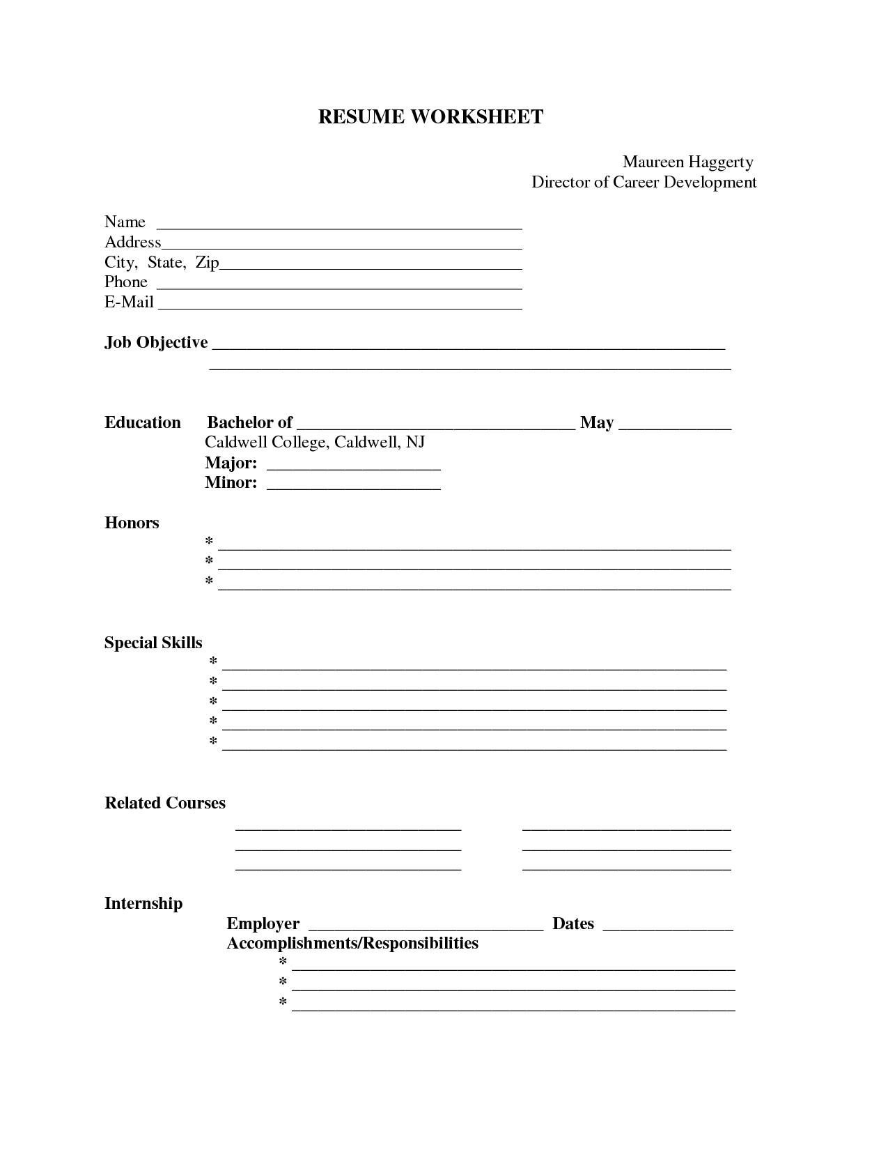 Free Fill In The Blank Resumes - Tutlin.psstech.co - Free Blank Resume Forms Printable