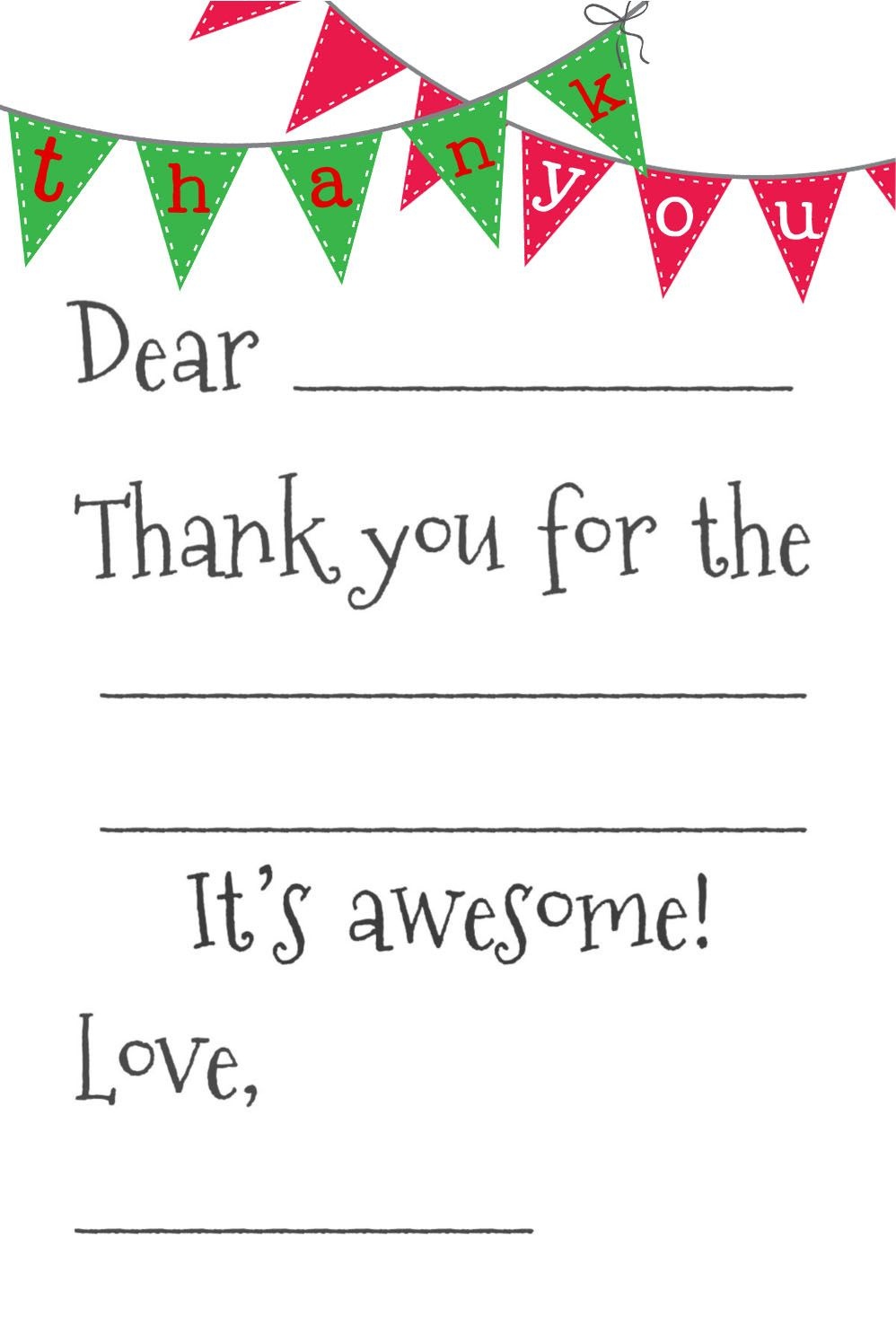 Free Fill-In-The-Blank Thank-You Cards | Printables | Free Thank You - Fill In The Blank Thank You Cards Printable Free