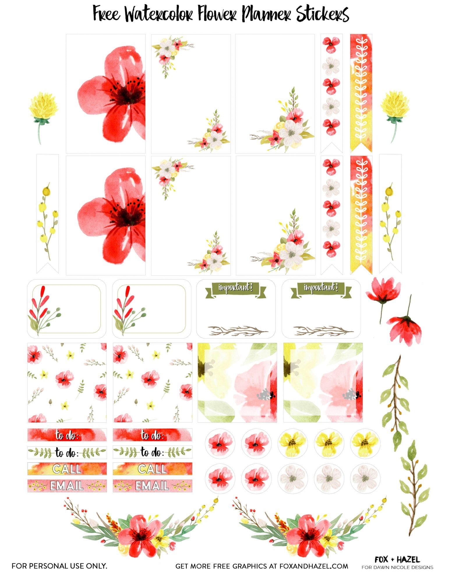 Free Floral Planner Stickers Printable | Dawn Nicole Designs® - Free Printable Stickers