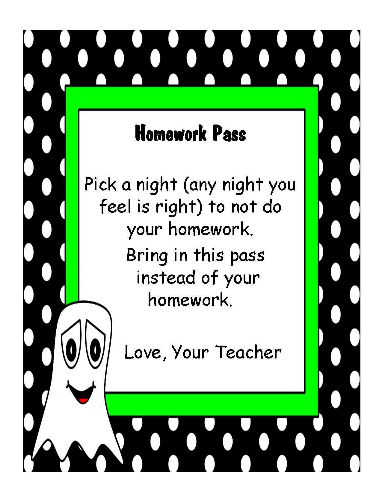 Free Halloween Treat Toppers And Homework Pass - Teaching Heart Blog - Free Printable Halloween Homework Pass