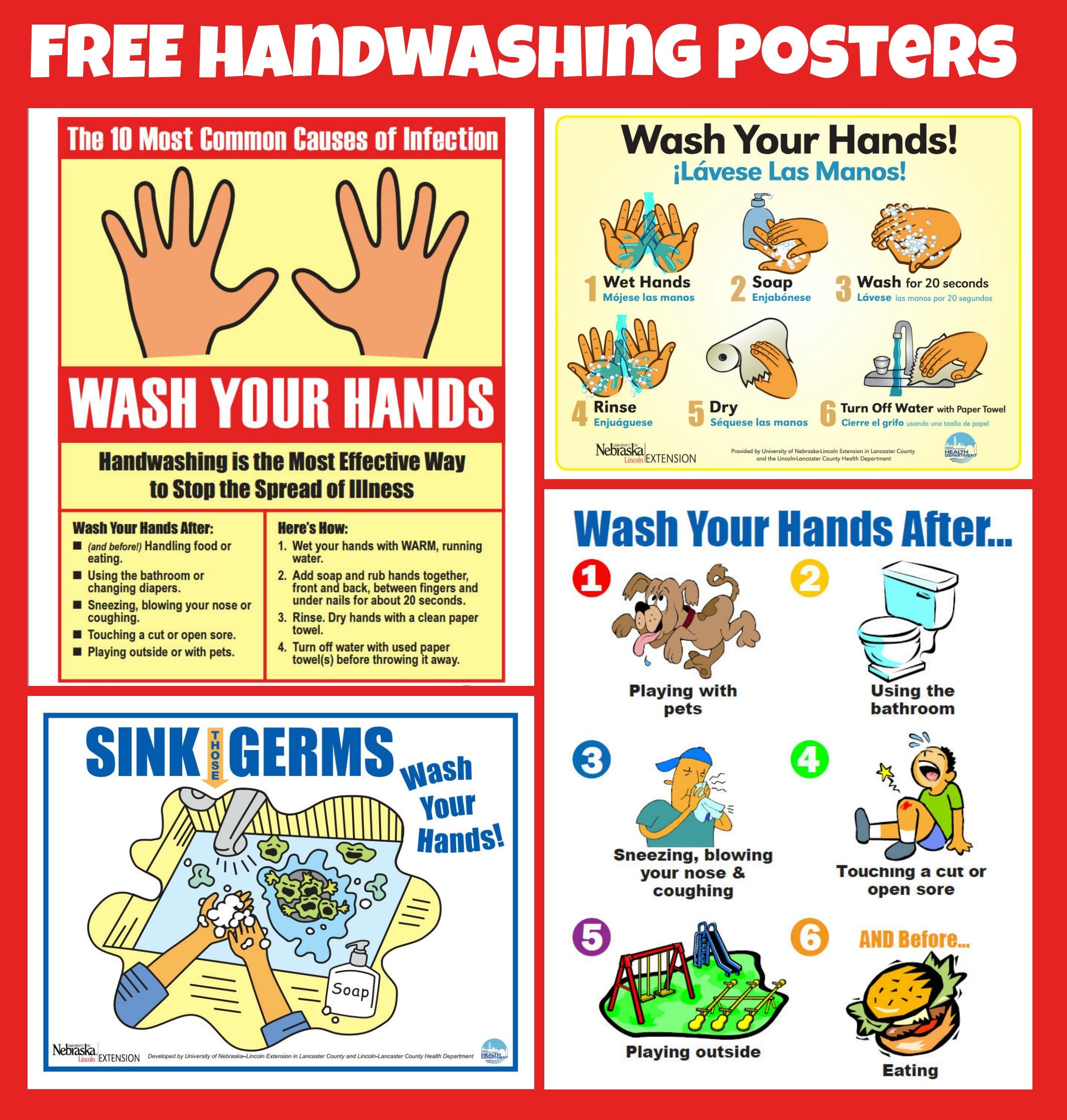 Free #handwashing Posters | Home Economics | School Health, School - Free Printable Hand Washing Posters