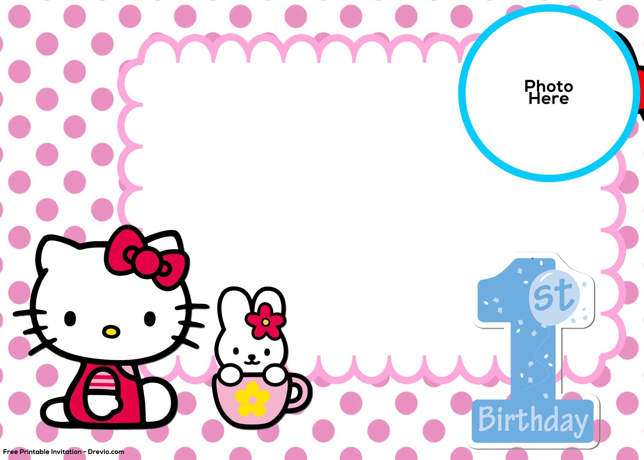 Free Hello Kitty 1St Birthday Invitation Template | Hello Kitty - Free Printable Hello Kitty Alphabet Letters