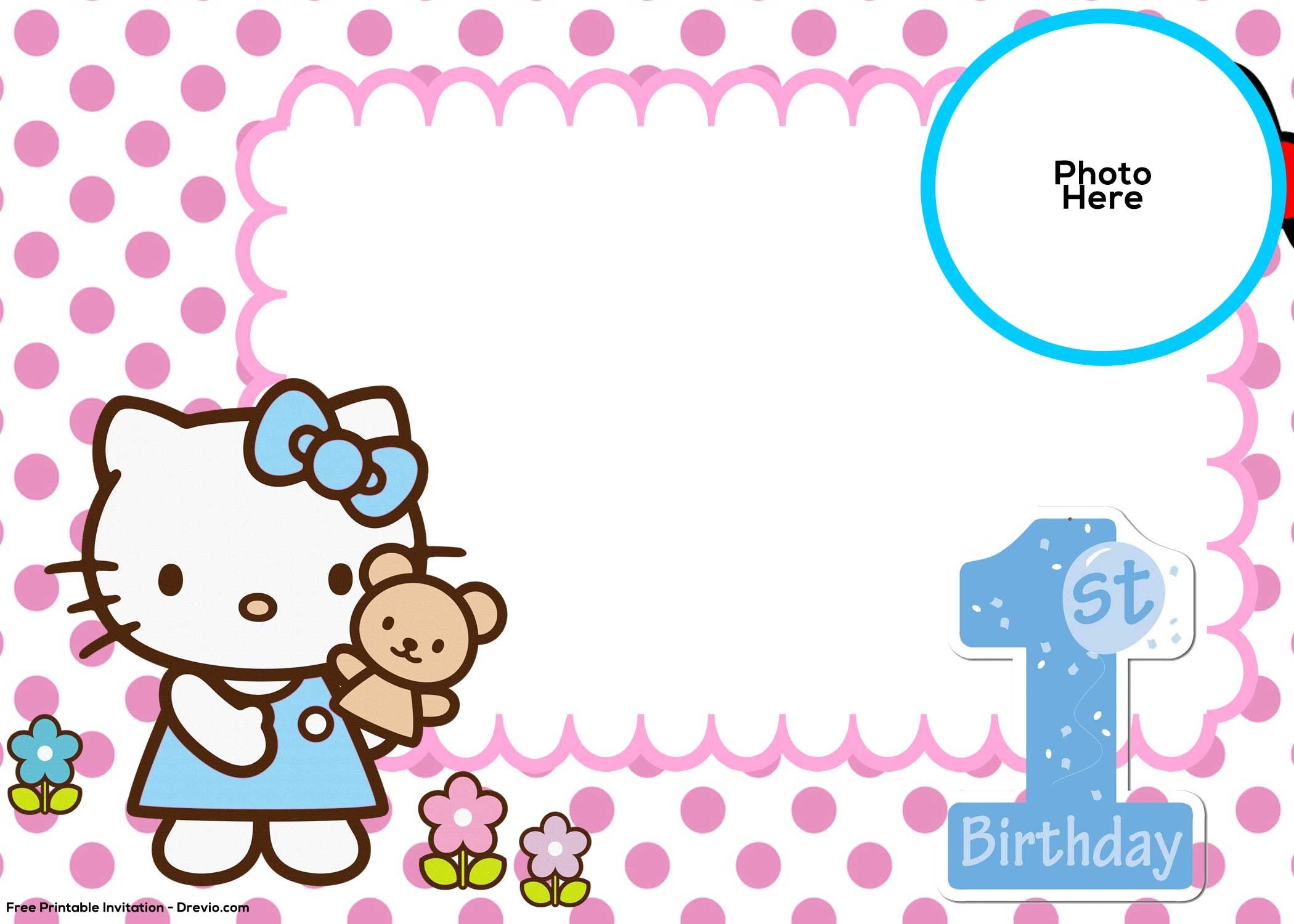 Free Hello Kitty 1St Birthday Invitation Template | Hello Kitty - Hello Kitty Birthday Card Printable Free