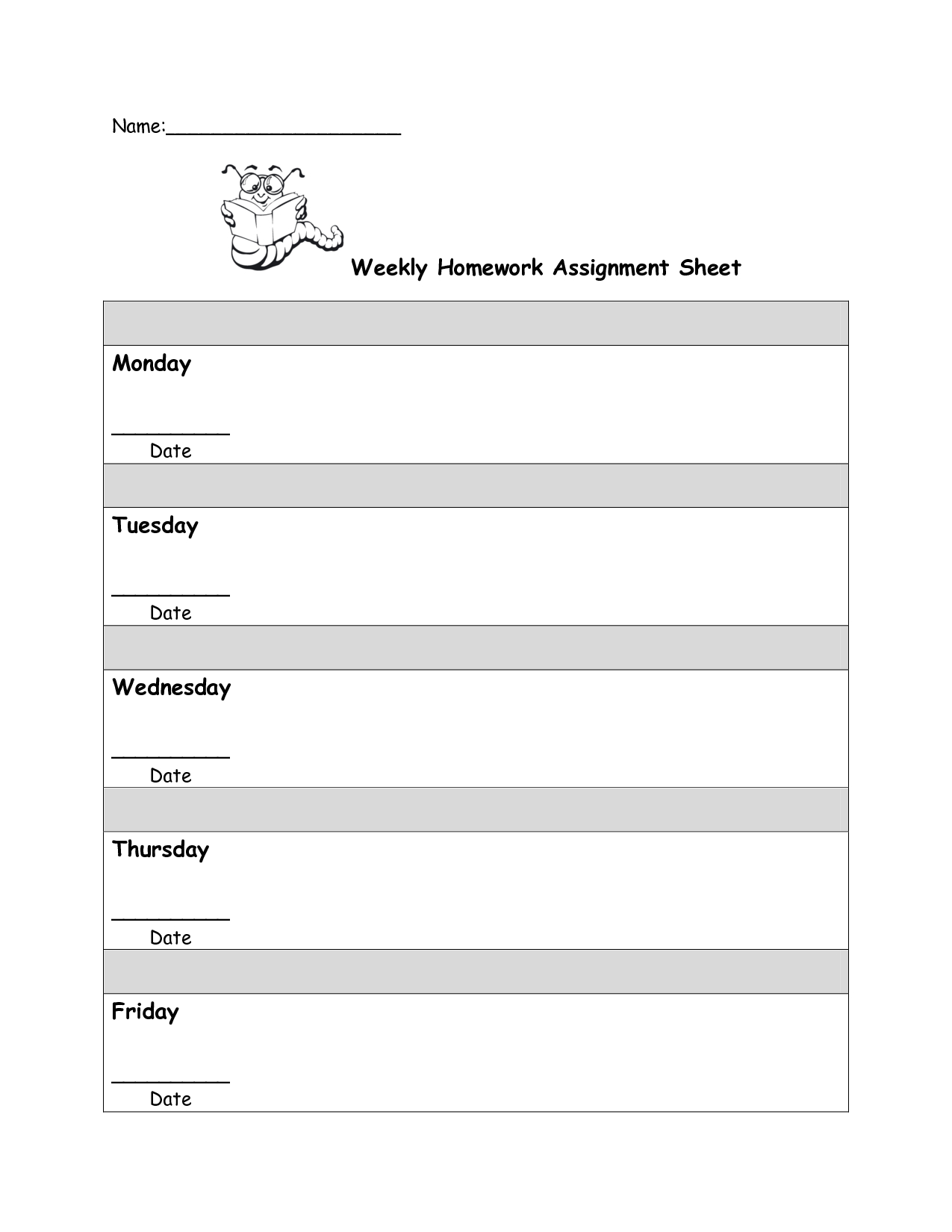 assignment sheet of