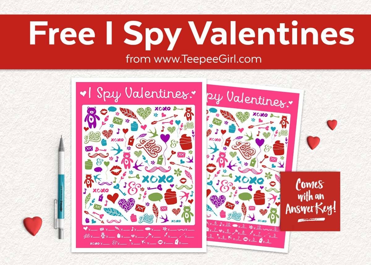 Free I Spy Valentines Printable Game - Teepee Girl - Play Date Invitations Free Printable