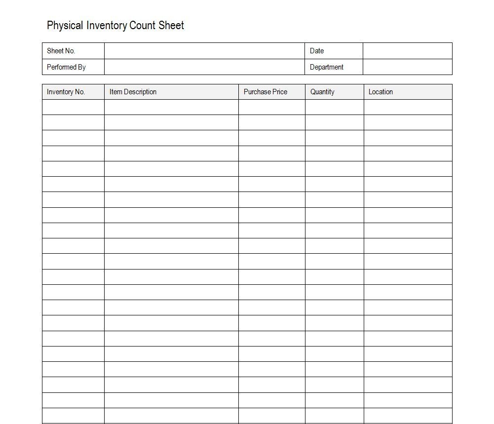 Free Inventory Count Sheet | Accounting | Timesheet Template - Free Printable Inventory Sheets