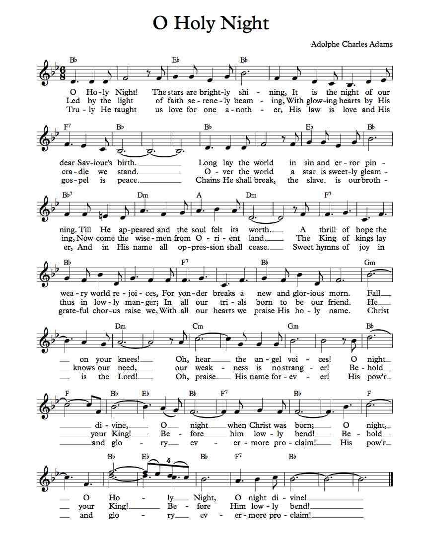 Free Lead Sheet – O Holy Night | Free Sheet Music | Clarinet Sheet - Free Christmas Sheet Music For Keyboard Printable