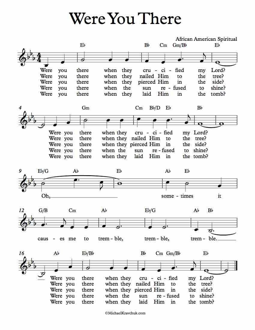 Free Lead Sheet – Were You There In 2019 | Gospel Music | Lead Sheet - Free Printable Sheet Music Lyrics