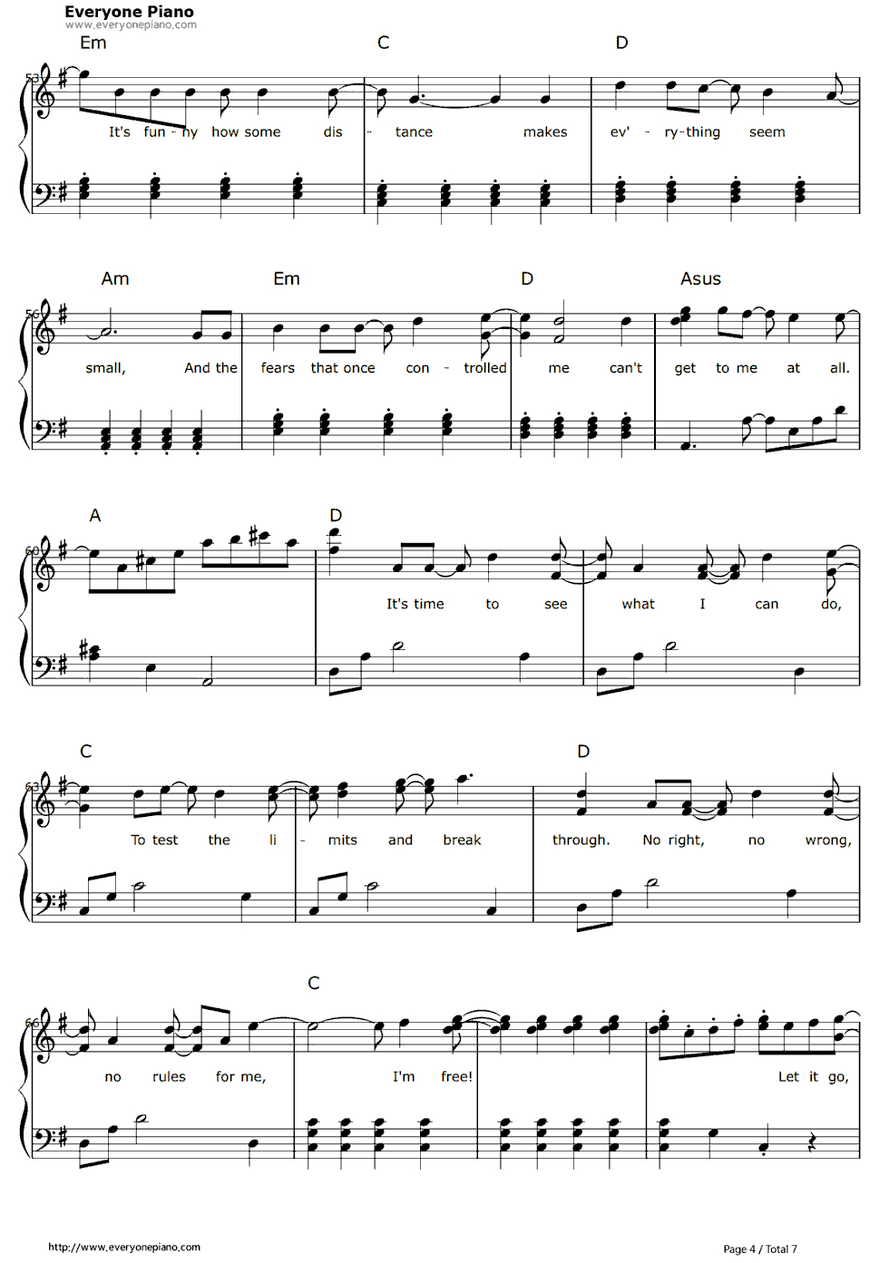 Free Let It Go Easy Version-Frozen Theme Sheet Music Preview 4 - Frozen Piano Sheet Music Free Printable