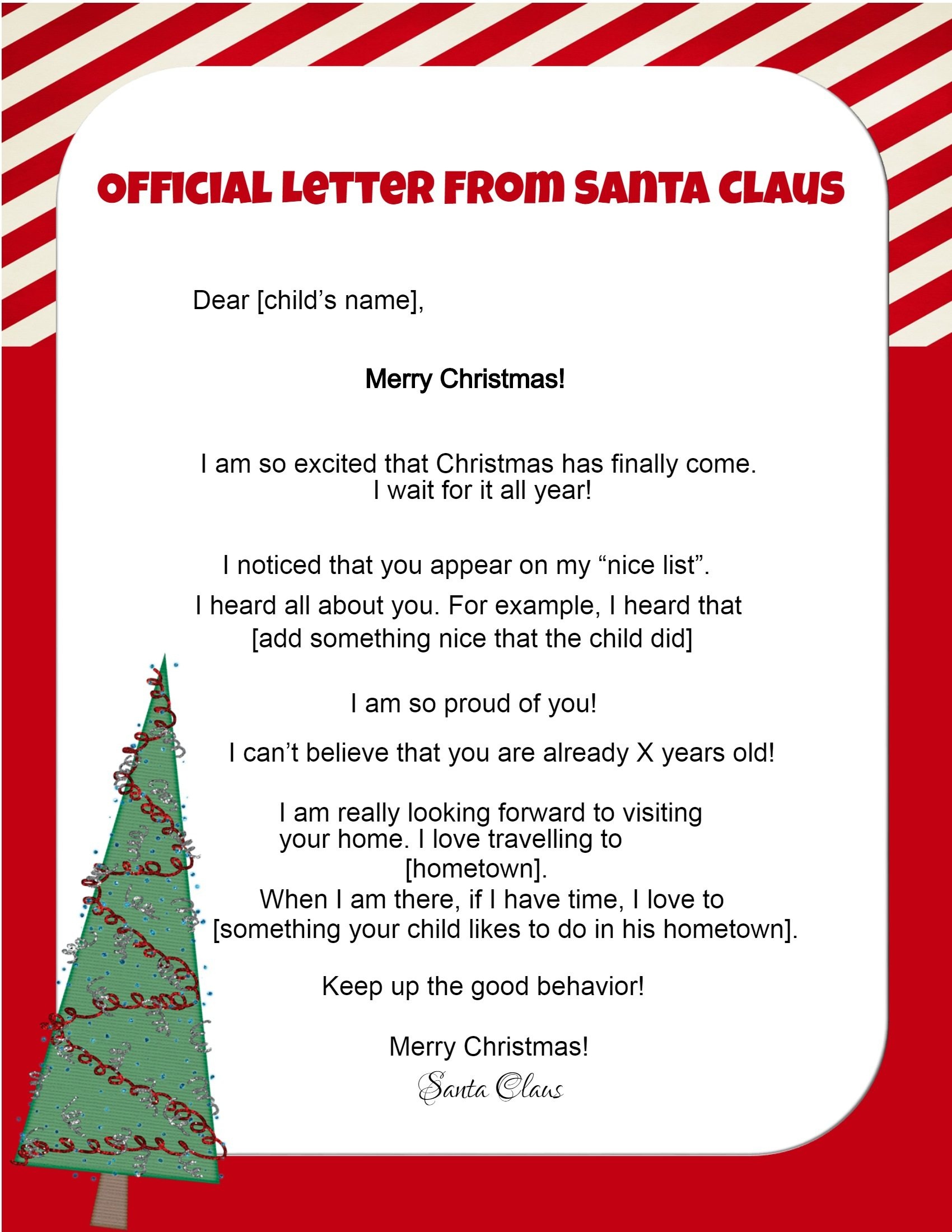 Free Letters From Santa - Free Personalized Printable Letters From Santa Claus