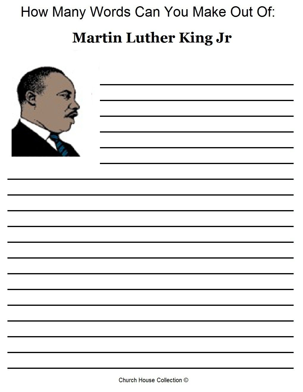 Free Printable Martin Luther King Jr Worksheets Free Printable A to Z