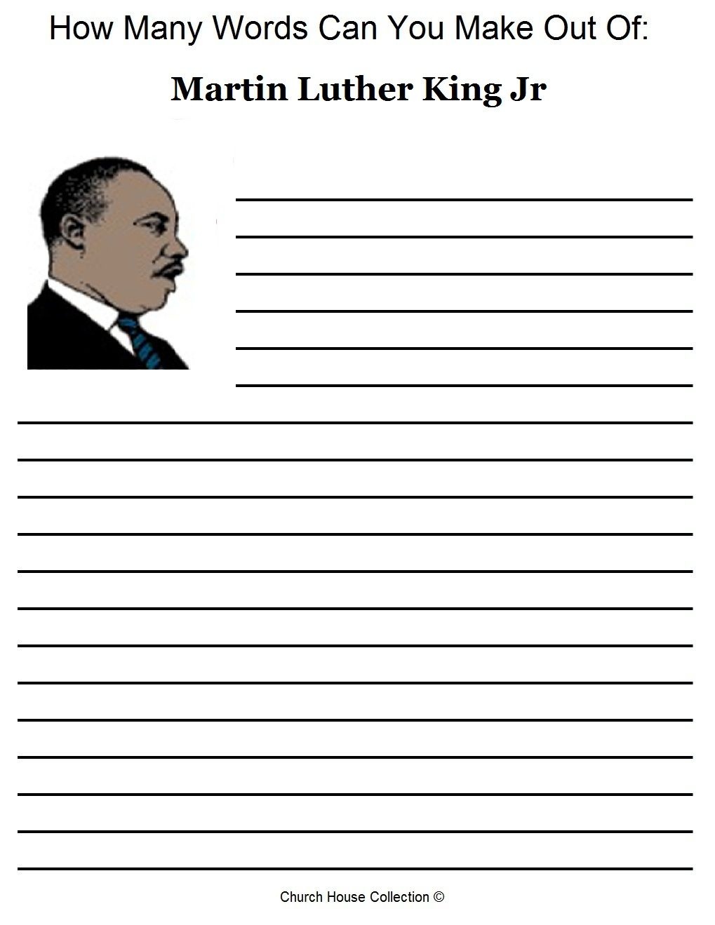 Martin Luther King Jr Free Printable Worksheets