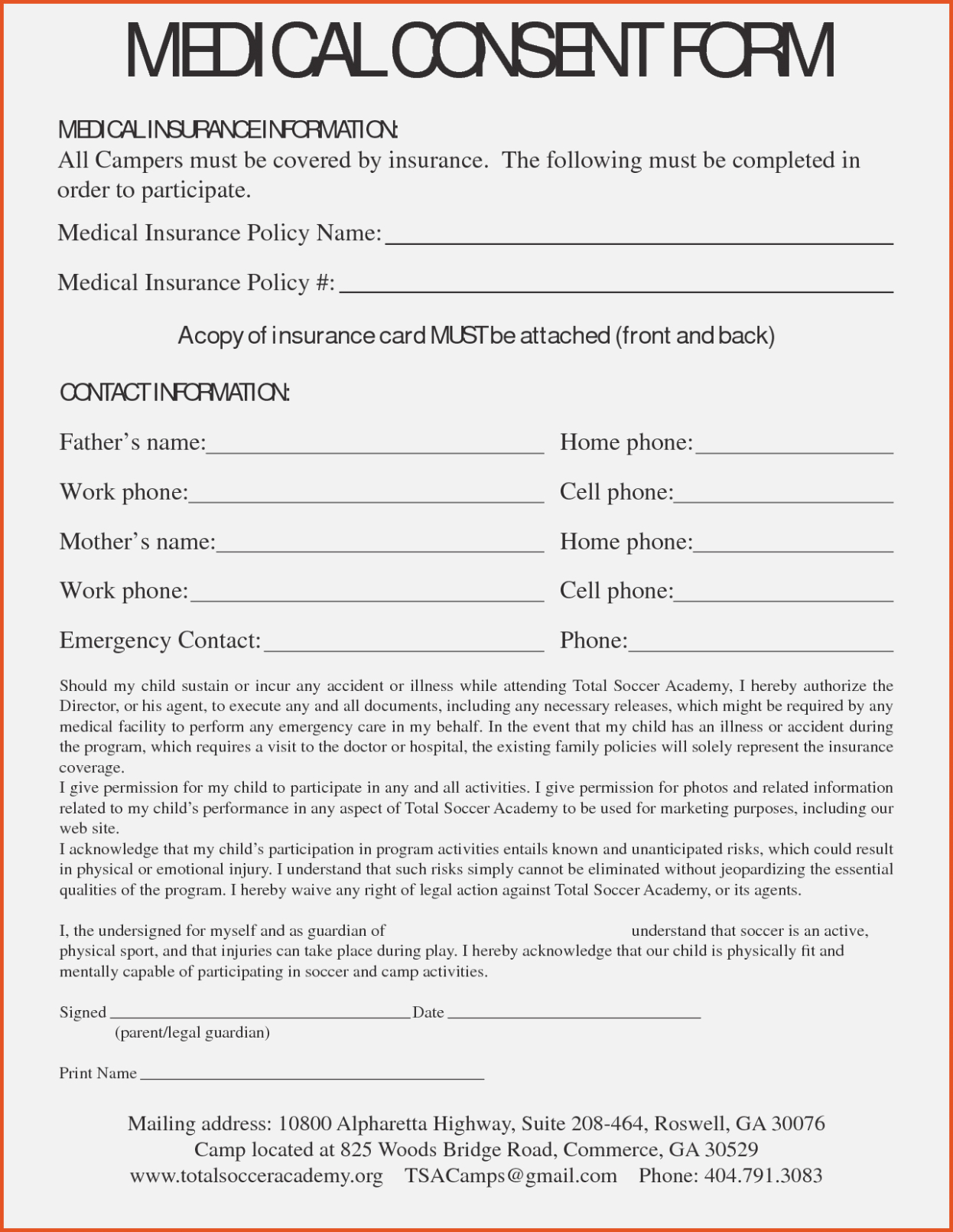 Free Printable Child Medical Consent Form | Free Printable A to Z