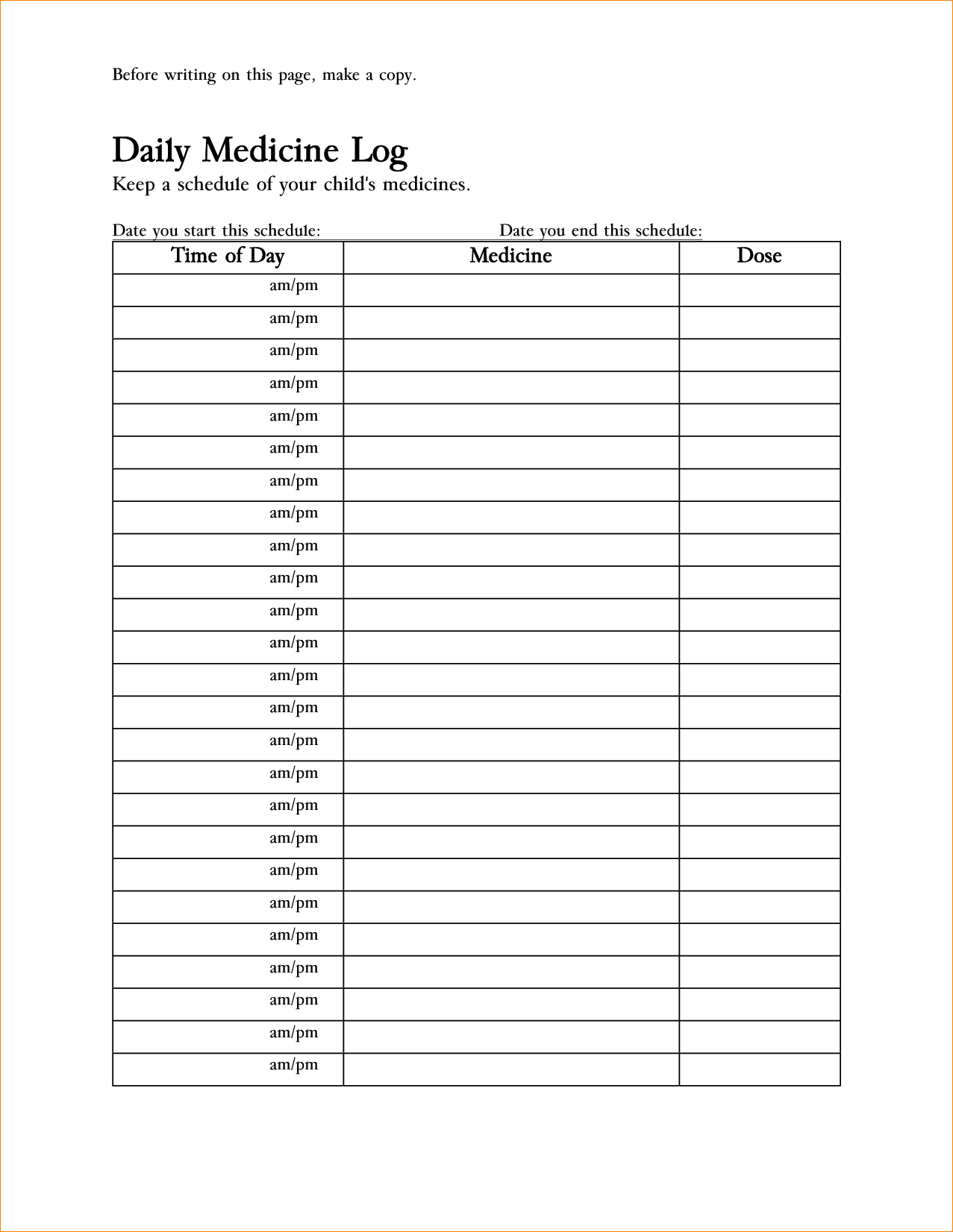 Free Medication Administration Record Template Excel - Yahoo Image - Free Printable Caregiver Forms