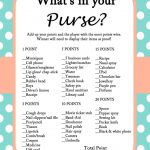 Free Mint Bridal Shower Game Printables | Important Info | Bridal   Free Printable Baby Shower Game What's In Your Purse