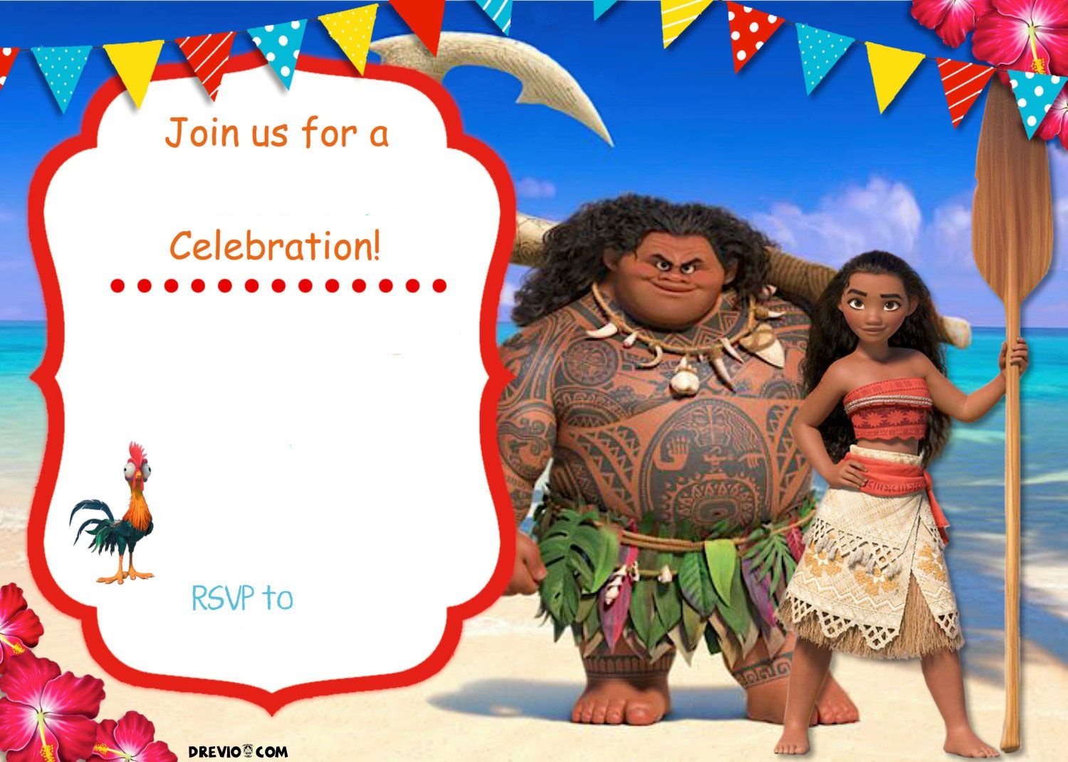 Free Moana Birthday Invitation Template | Zoey 4Th Birthday - Free Printable Moana Invitations