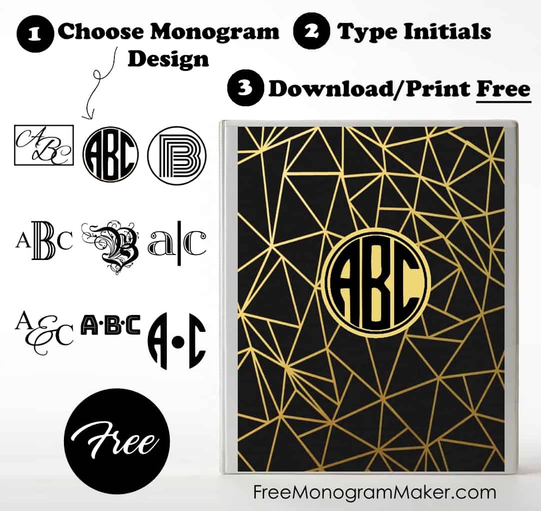 Free Monogram Binder Cover | Customize Online | Instant Download - Free Printable Monogram Binder Covers