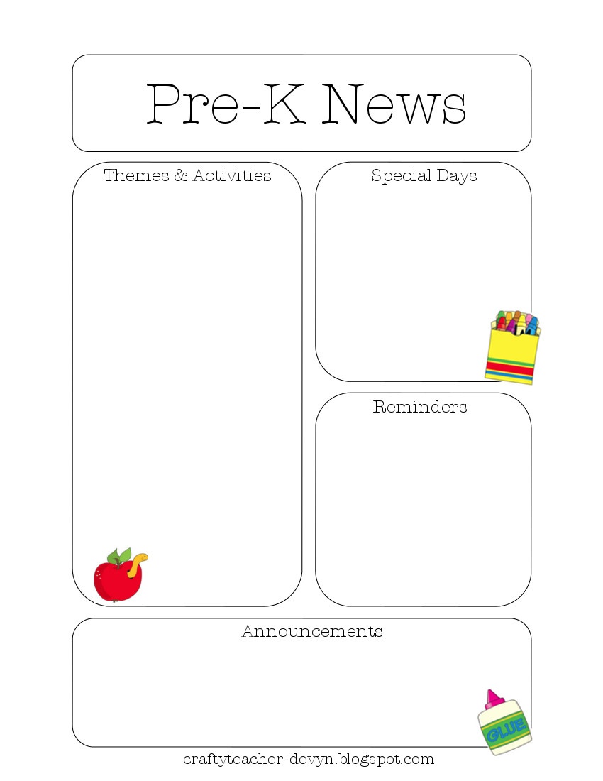 Free Newsletter Templates For Teachers Newsletterplates Word - Free Printable Preschool Newsletter Templates