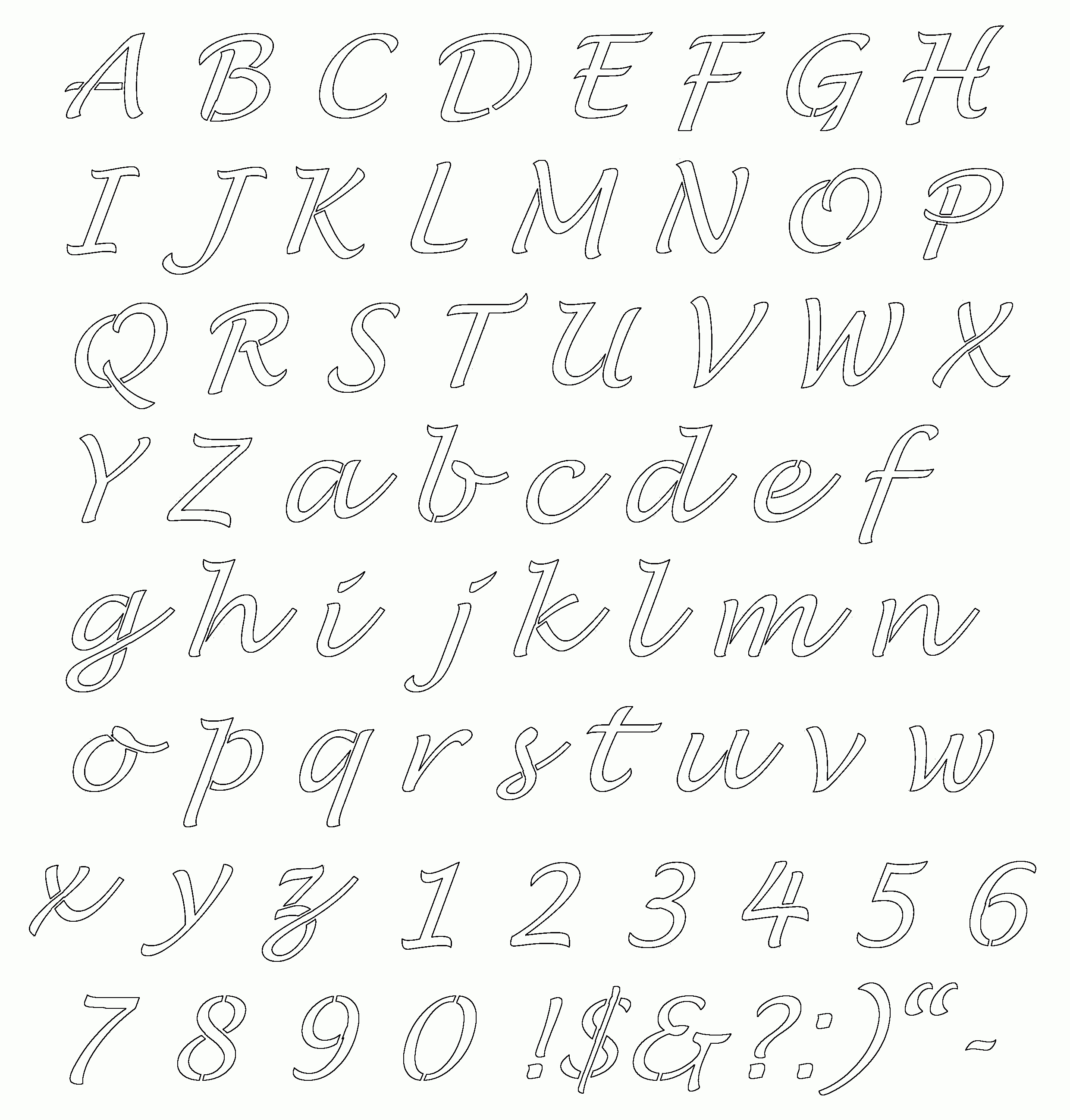 Free Online Alphabet Templates | Stencils Free Printable Alphabetaug - Free Printable Calligraphy Letter Stencils