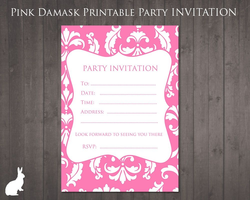 Free Party Invitation Pink Damask | Party Ideas | 13Th Birthday - 13Th Birthday Party Invitations Printable Free