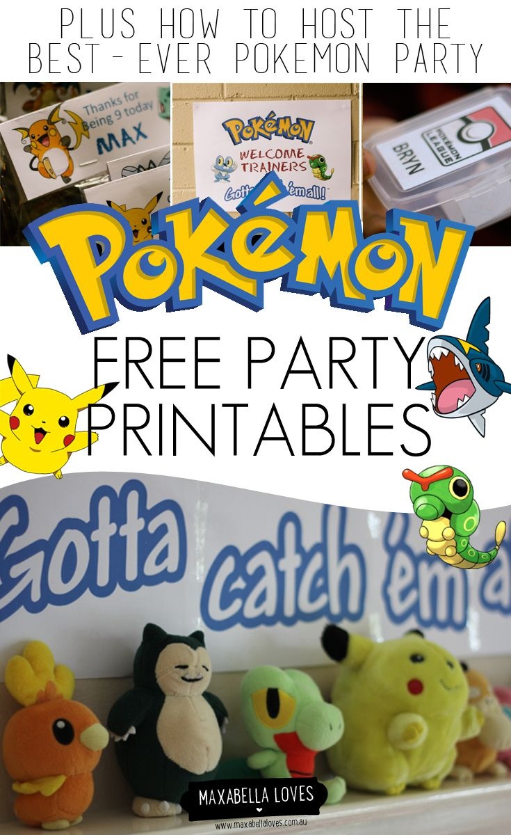 Free Pokemon Party Printables | Pokémon Party | Pokemon Party - Free Printable Pokemon Thank You Tags