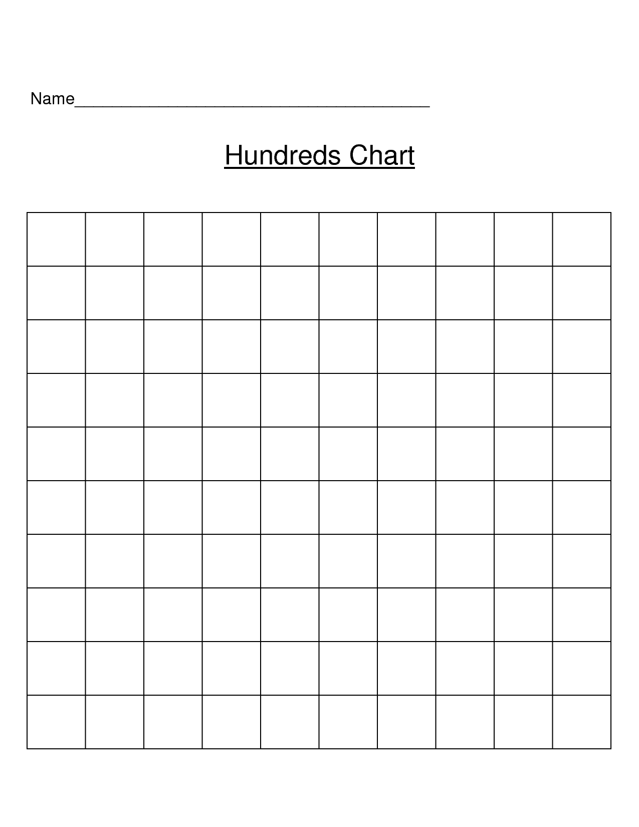 Free Printable 1 To 100 Chart Blank - Bing Images | Kindergarden - Free Printable Hundreds Grid