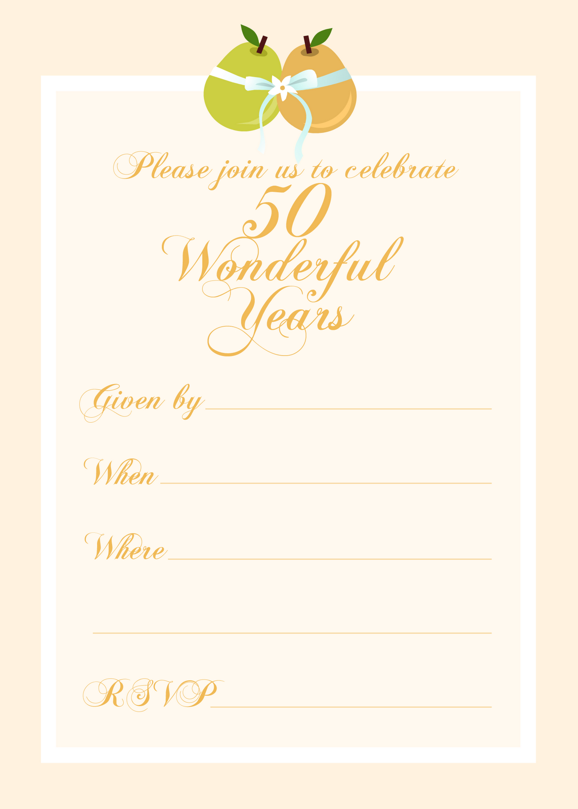 Free Printable 50 Year Anniversary Party Invitation | Free Printable - Free Printable 50Th Anniversary Cards