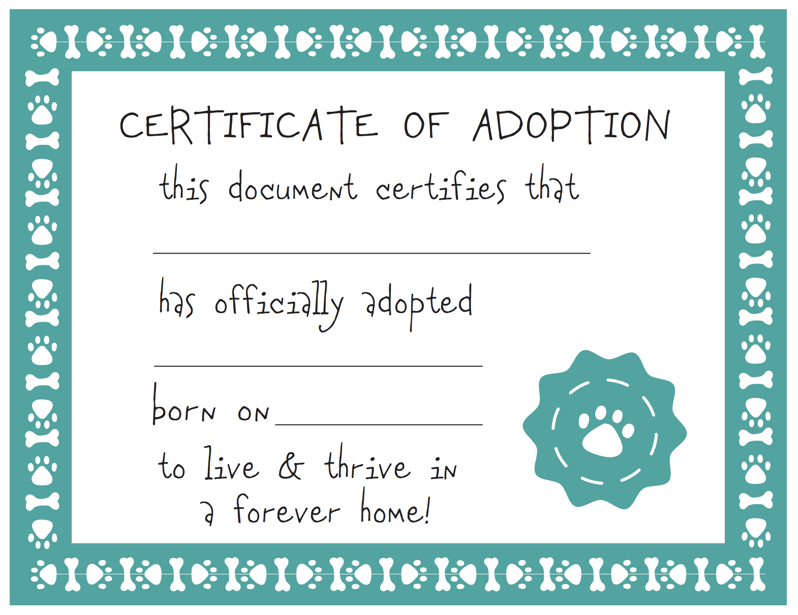 Fake Adoption Certificate Free Printable Free Printable A to Z