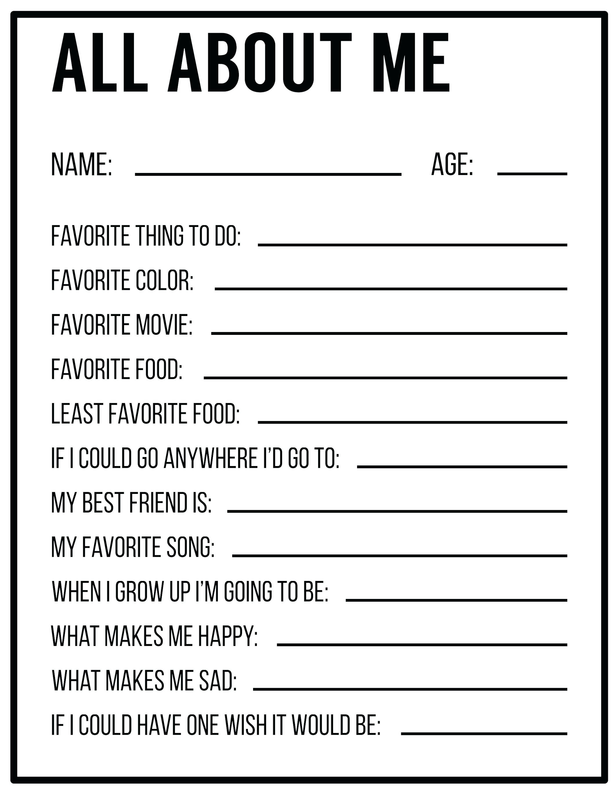 Free Printable All About Me Worksheet Free Printable All About Me - Free Printable Language Arts Worksheets For 1St Grade