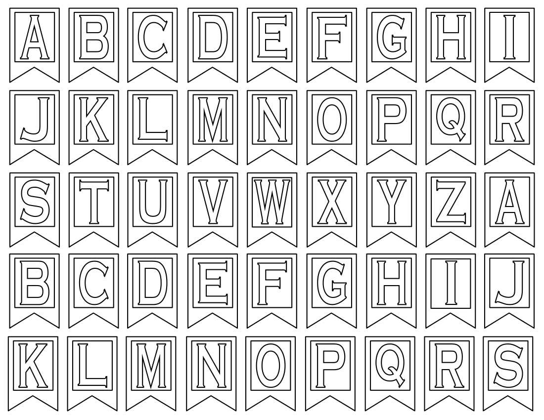 Free Printable Alphabet Letters | Banner Flag Letter Pdf Templates - Free Printable Whole Alphabet Banner