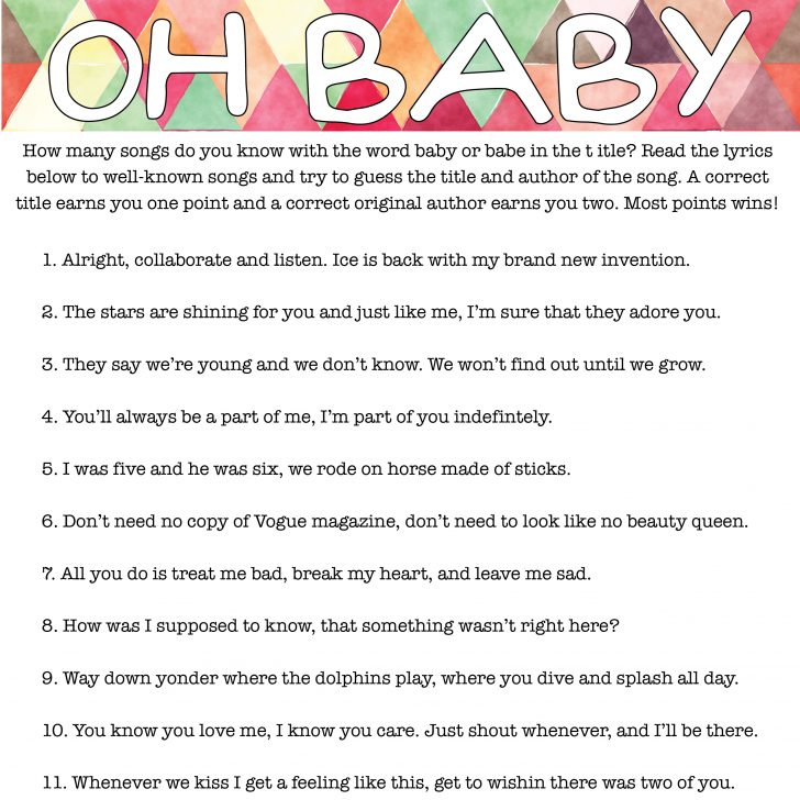 Name That Tune Baby Shower Game Free Printable