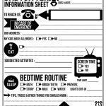 Free Printable Babysitter Info Sheet. Frame Or Laminate And Use A   Free Printable Parent Information Sheet