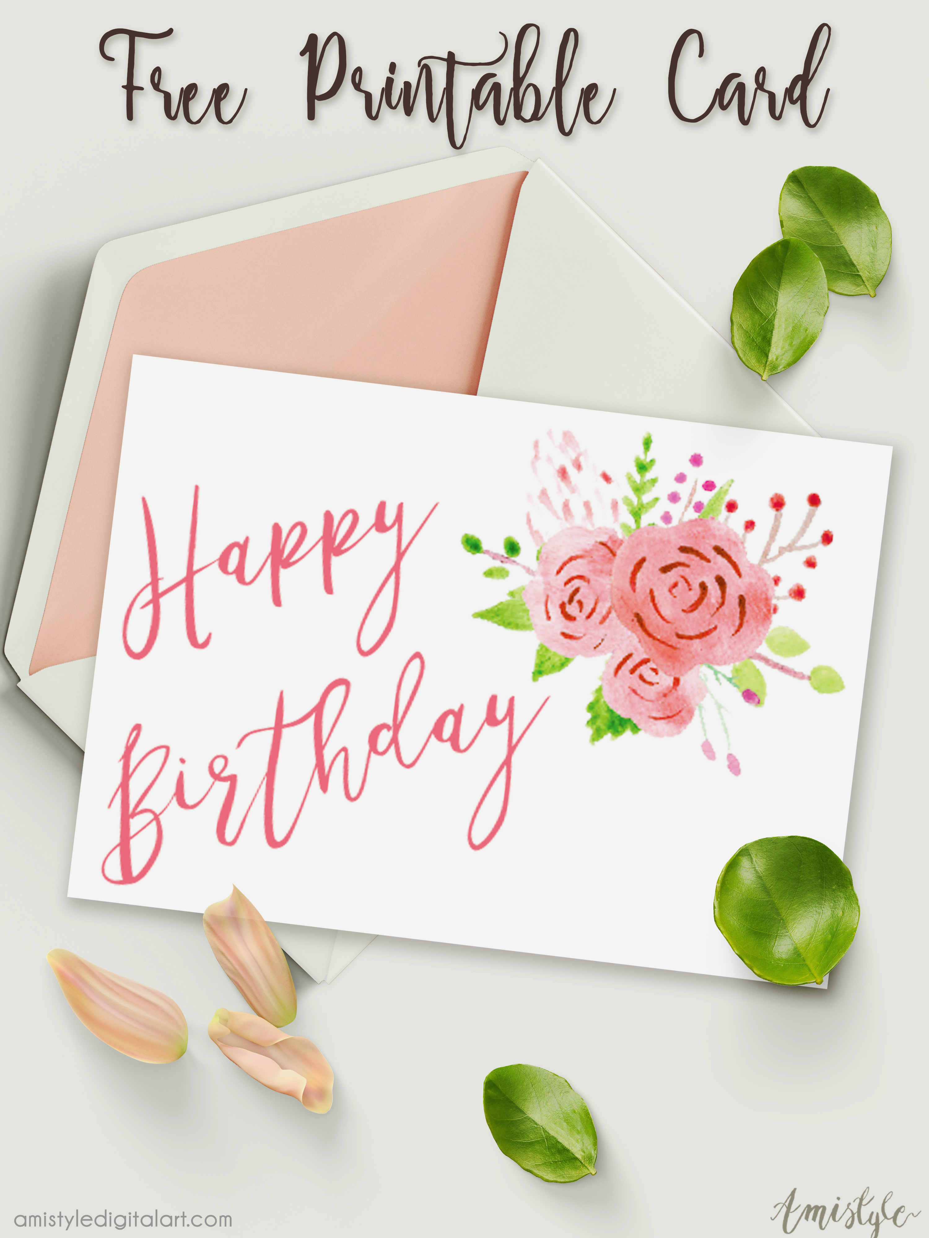 Free Printable Birthday Card With Watercolor Floral Design - Free Printable Birthday Cards For Mom