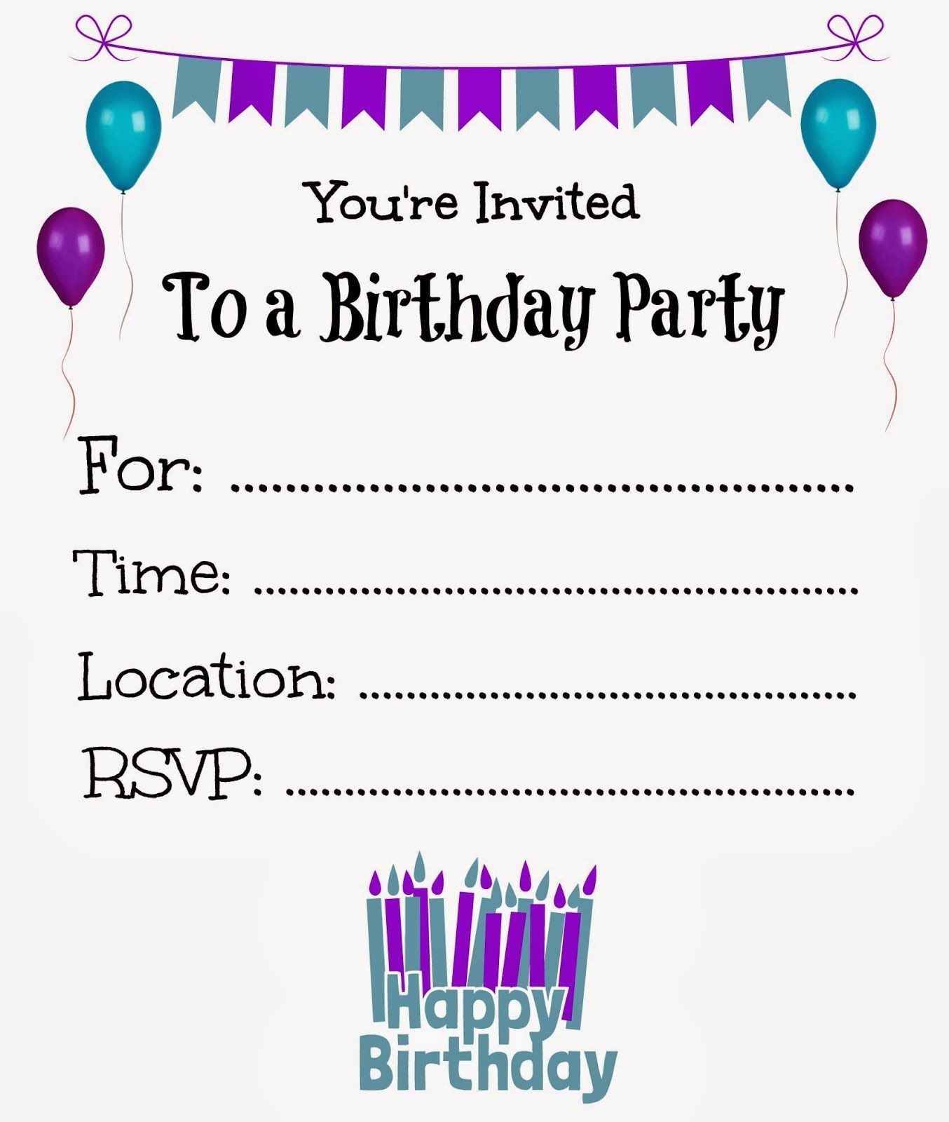 Free Printable Birthday Invitations For Kids #freeprintables - Make Your Own Printable Birthday Cards Online Free