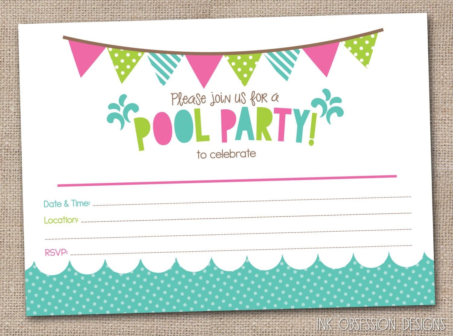 Free Printable Birthday Pool Party Invitations Templates - Demir.iso - Free Printable Pool Party Invitations